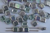 Square 2 Hole 6mm Silver Crystal Silver Rainbow 00030-98530 Czech Tile Bead x 25